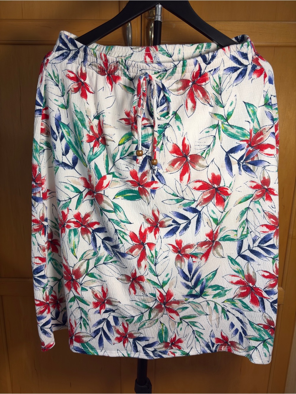I.N. Studio Floral Crinkle Midi Skirt Tropical Boho Vacation Women’s Petite S